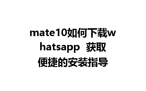 mate10如何下载whatsapp  获取便捷的安装指导