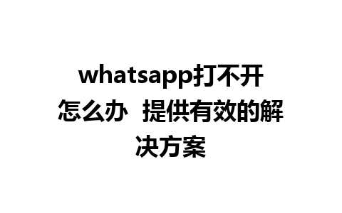 whatsapp打不开怎么办  提供有效的解决方案