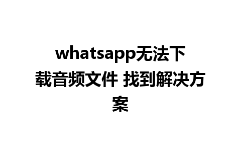 whatsapp无法下载音频文件 找到解决方案