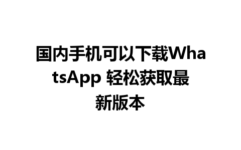 国内手机可以下载WhatsApp 轻松获取最新版本