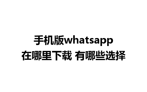 手机版whatsapp在哪里下载 有哪些选择