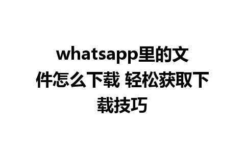 whatsapp里的文件怎么下载 轻松获取下载技巧