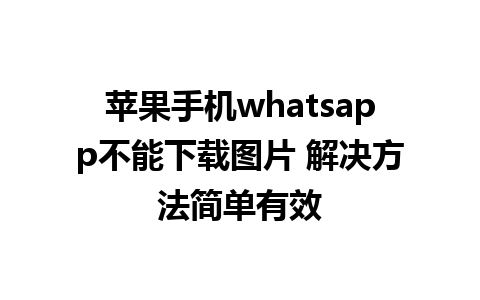 苹果手机whatsapp不能下载图片 解决方法简单有效