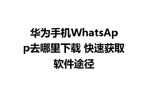 华为手机WhatsApp去哪里下载 快速获取软件途径