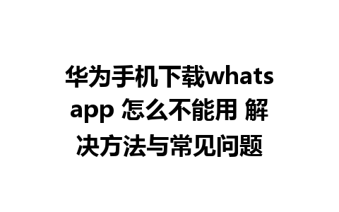 华为手机下载whatsapp 怎么不能用 解决方法与常见问题