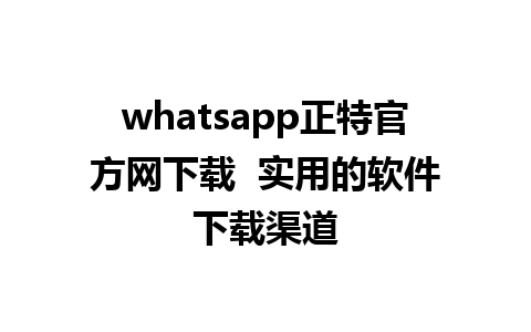 whatsapp正特官方网下载  实用的软件下载渠道